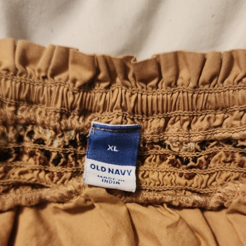 Old Navy Tan Smocked Blouse